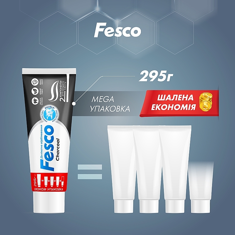 Зубна паста "Делікатне відбілювання" - Fesco Charcoal — фото N3