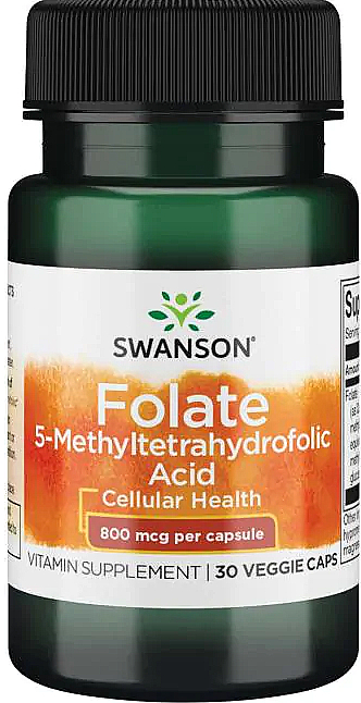 Харчова добавка "5-метил тетрагідрофолат", 800 мг - Swanson Folate (5-Methyltetrahydrofolic Acid) — фото N1