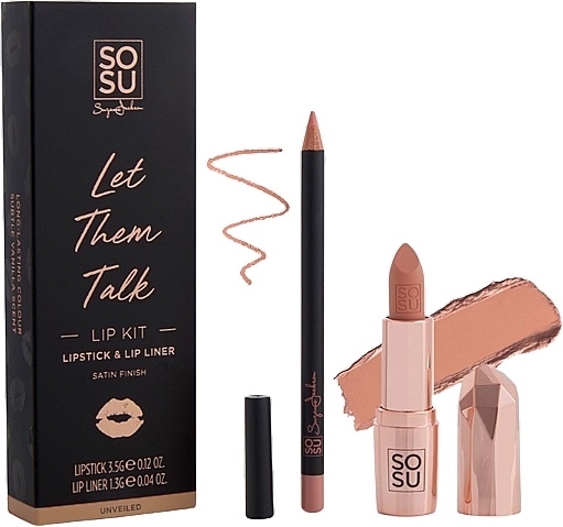 Набор - Sosu by SJ Let Them Talk Unveiled Lip Kit (lipstick/3,5g + lip/liner/1,35g) — фото N1