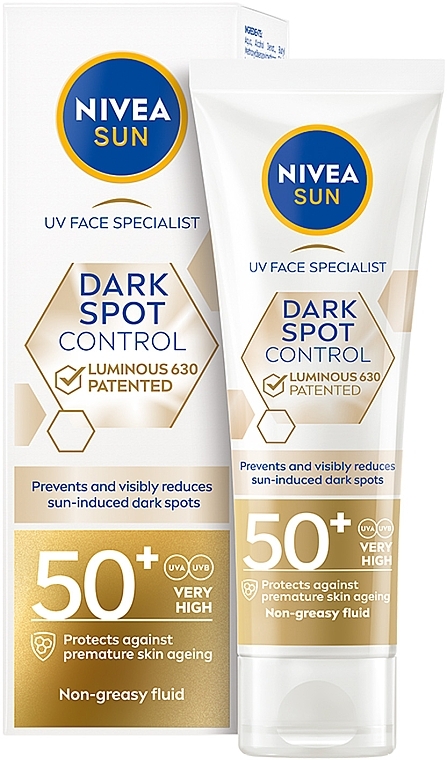 Солнцезащитный крем-флюид для лица "Контроль пигментации" SPF 50 - NIVEA SUN Dark Spot Control