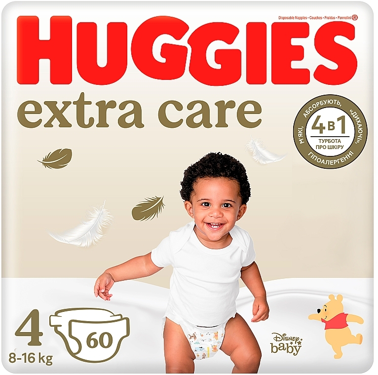 Подгузники Huggies Extra Care 4 (8-16 кг), 60 шт., Mega - Huggies