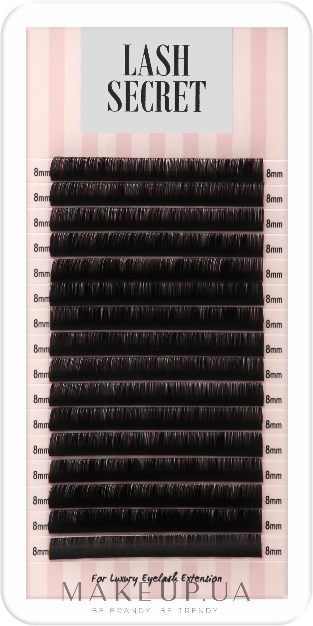 Накладные ресницы, черные, 16 линий (один размер, 0.1, С, 8) - Lash Secret — фото 1уп