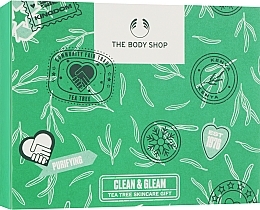 Набор - The Body Shop Clean & Gleam Tea Tree Skincare Gift Christmas Gift Set (oil/10ml + ton/60ml + f/wash/60ml)  — фото N1
