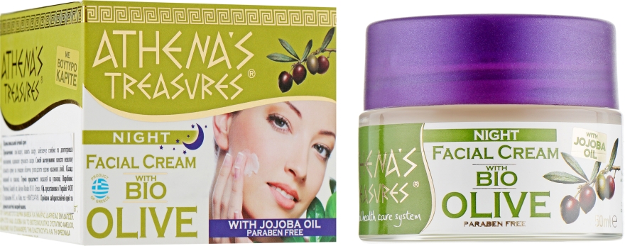 Ночной питательный крем для лица с маслом жожоба - Pharmaid Athenas Treasures Bio Olive Night Facial Cream — фото N1