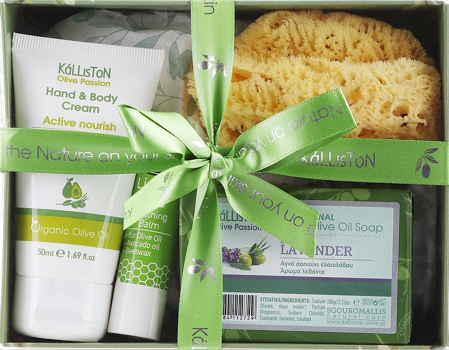 Набір, варіант 10 - Kalliston Gift Box (soap/100g + cr/50ml + lip/balm/5.2g + sponge/1pc) — фото N1