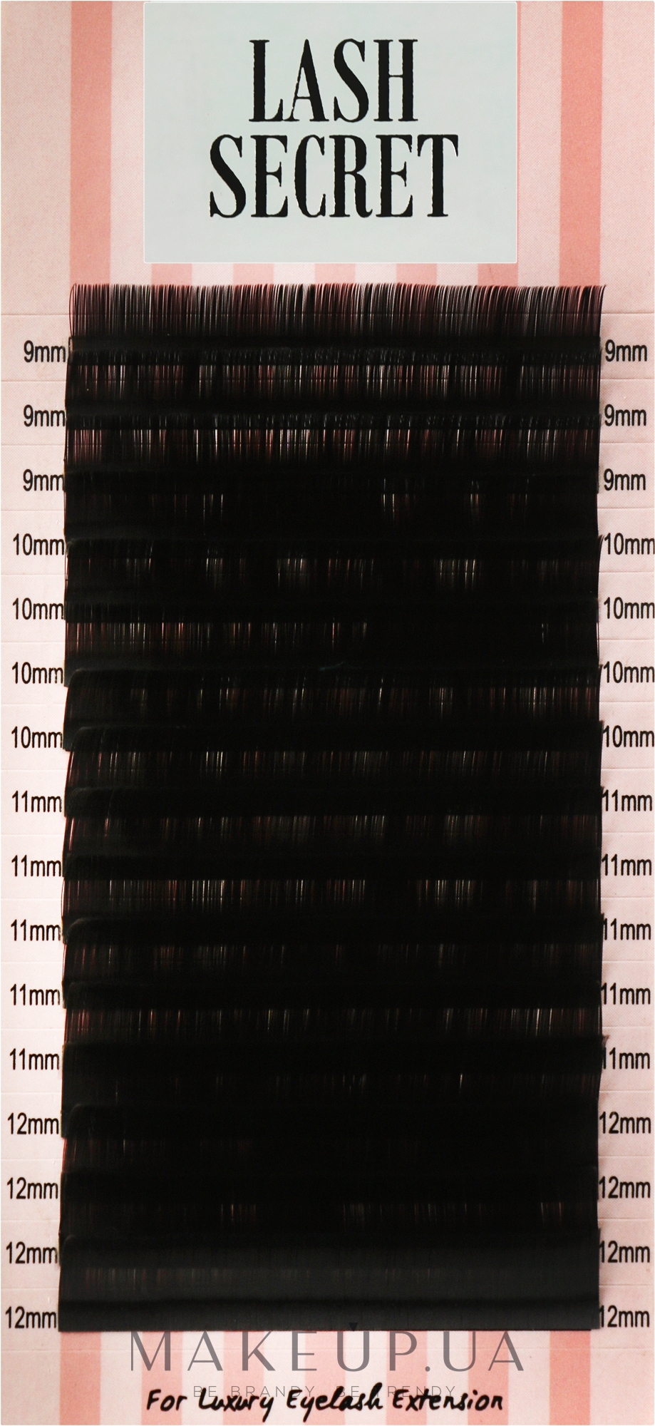 Накладные ресницы, черные, 16 линий (mix, 0.07, C, 9-12) - Lash Secret — фото 1уп