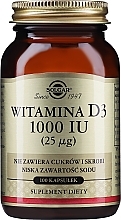 Парфумерія, косметика Дієтична добавка "Вітамін D" - Solgar Vitamin D3 1000 IU Cholekacyferol