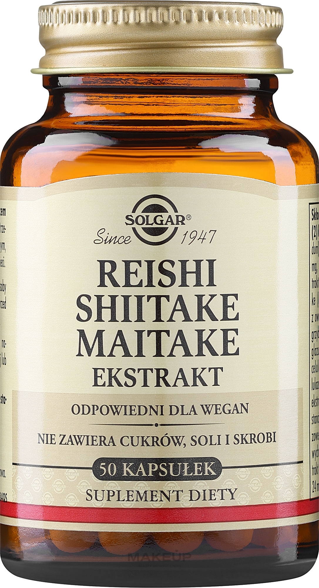 Диетическая добавка "Грибы рейши, шиитаке и майтаке" - Solgar Reishi Shiitake Maitake Mushroom Extract — фото 50шт