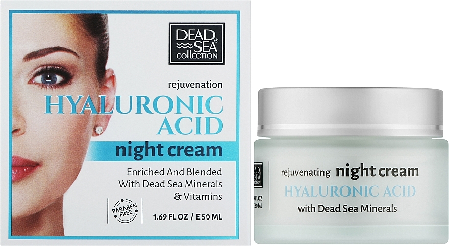 Нічний омолоджуючий крем з гіалуроновою кислотою та мінералами Мертвого моря - Dead Sea Collection Hyaluronic Acid Night Cream — фото N2