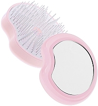 Компактна щітка для волосся з дзеркалом, рожева - Janeke Compact and Ergonomic Handheld Hairbrush With Mirror — фото N1