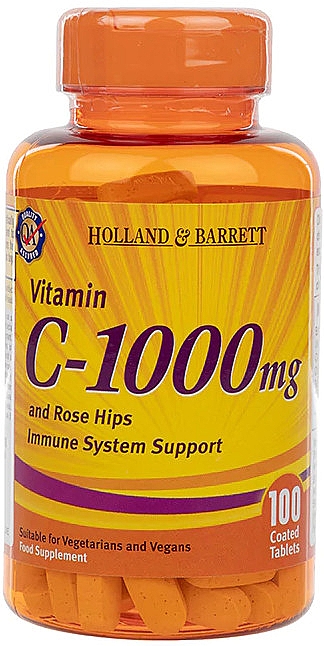 Пищевая добавка "Витамин C и шиповник", 1000 мг - Holland & Barrett Vitamin C & Rose Hips 1000mg — фото N1
