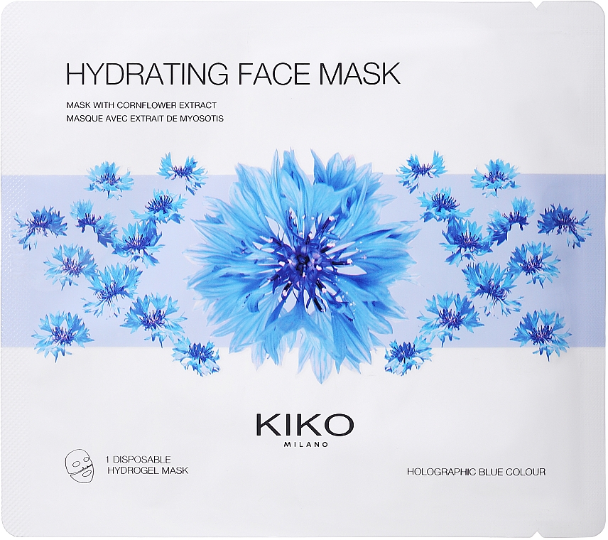 Гідрогелева маска для обличчя з екстрактом волошки - Kiko Milano Hydrating Hydrogel Face Mask — фото N1