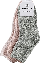 Парфумерія, косметика Жіночі пухнасті шкарпетки, 3 пари, зелені + бежеві + світло-бежеві - Moraj Mix Color