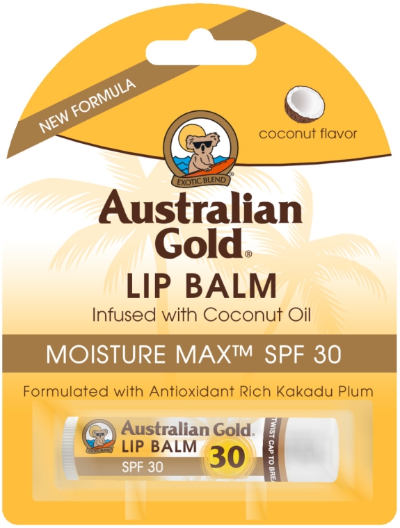 Бальзам для губ "Кокос" - Australian Gold Lip Balm Infused With Coconut Oil SPF 30 — фото N1