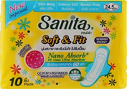 Парфумерія, косметика Гігієнічні прокладки з крильцями, 24,5 см, 10 шт. - Sanita Soft & Fit Slim Wing