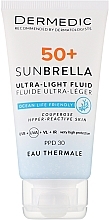 Ультралегкий захисний крем SPF 50+ для судинної та гіперактивної шкіри для захисту від повного спектру сонячних променів - Dermedic 50+ Sunbrella Ultra-light Fluid — фото N1