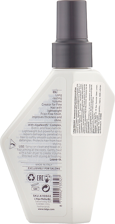 Незмивний спрей для надання об'єму волоссю - L’Alga Sealight Spray — фото N2