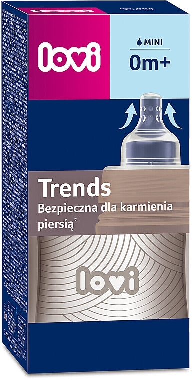 Пляшечка для годування зцідженим грудним молоком "Trends", 120 мл, 0+ міс. - Lovi — фото N2