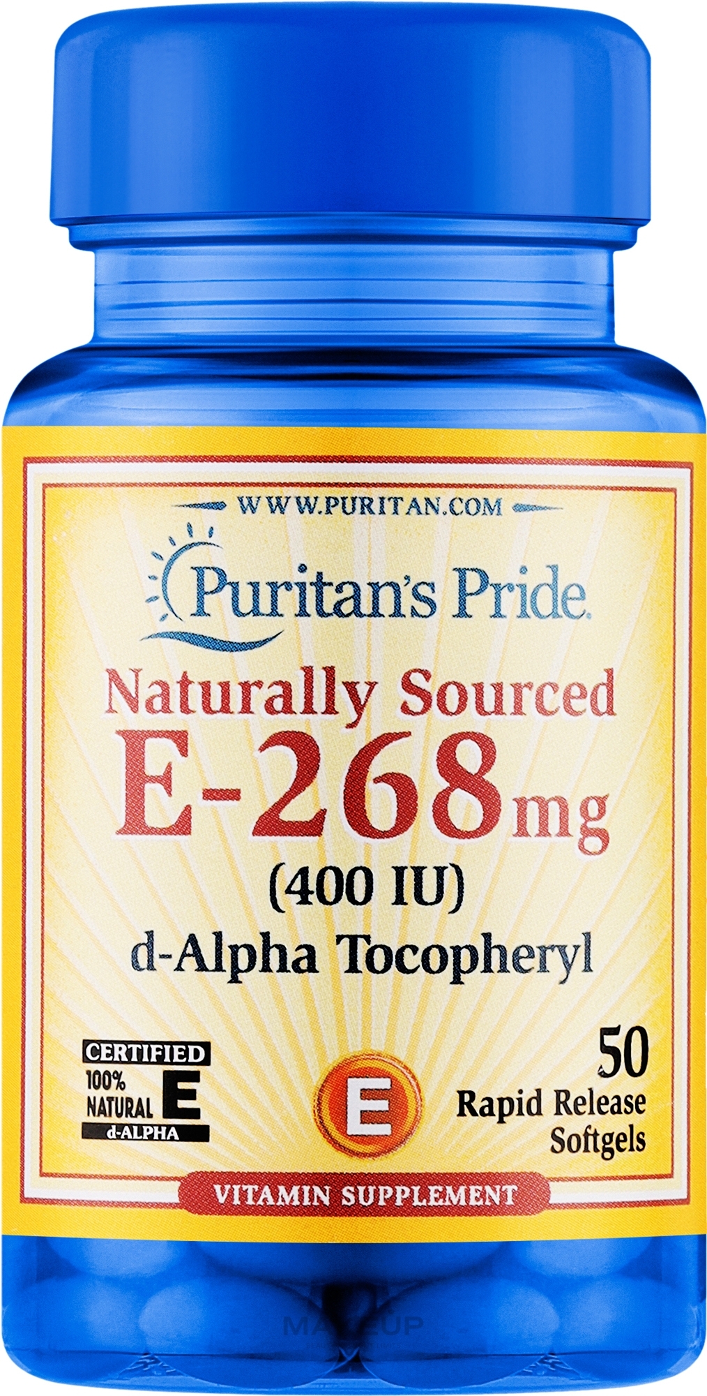 Харчова добавка "Вітамін E" - Puritan's Pride Vitamin E 268 mg 400 IU — фото 50шт