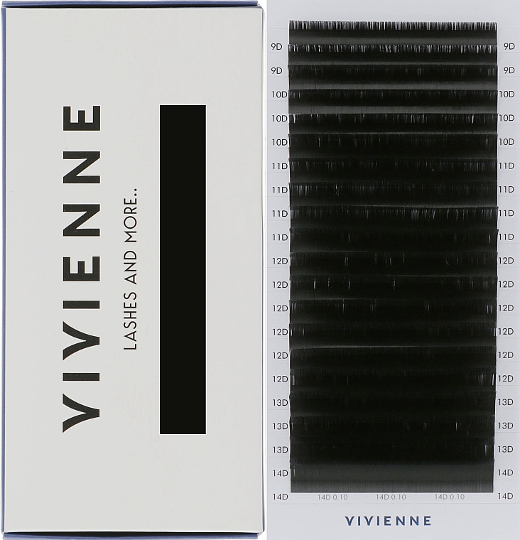 Накладные ресницы "Elite", черные, 20 линий (mix, 0,1, D, (9-14)) - Vivienne — фото N1