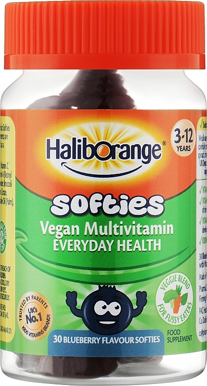 Веганские мультивитамины для детей - Haliborange Softies Vegan Multivitamin Blueberry — фото N1