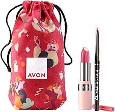 Парфумерія, косметика Набір - Avon Hydramatic Iconic Pink (lipstick/3,6g + lip/liner/0,35g + acc/1pc)