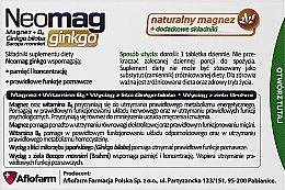 Дієтична добавка в таблетках - Aflofarm Neomag Ginkgo — фото N2