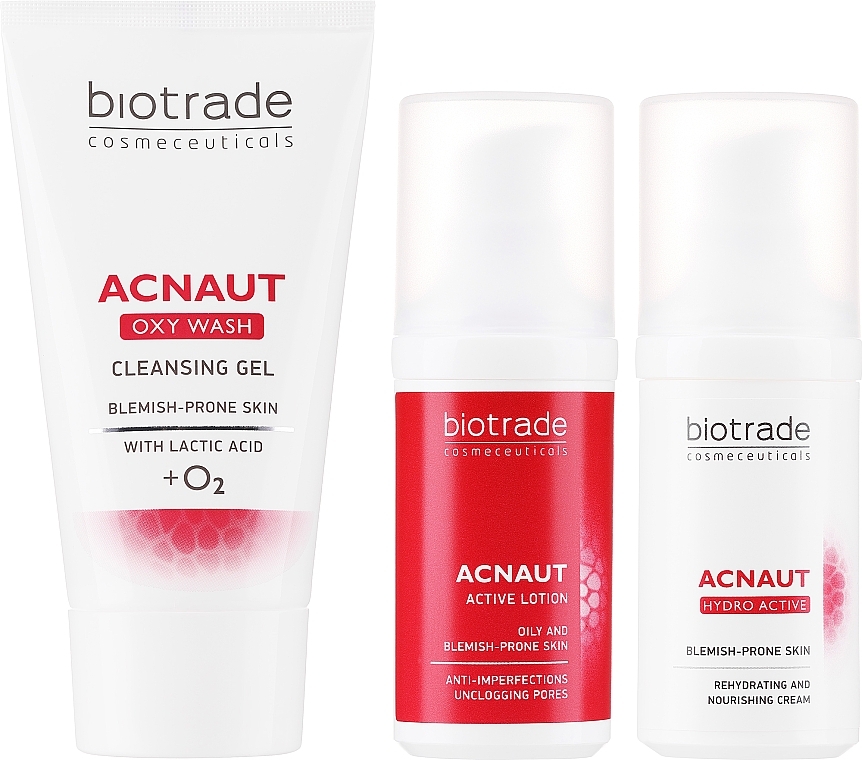 Набір - Biotrade Acnaut 3 Steps Against Imperfections (wash/gel/50ml + f/lot/20ml + f/cr/20ml) — фото N2