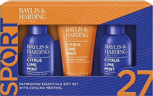 Набор - Baylis & Harding Citrus Lime & Mint Men's Refreshing Essentials Trio Gift Set (sh/gel/100ml + f/wash/100ml + ash/balm/50ml) — фото N1