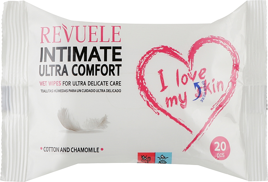 Вологі серветки для інтимної гігієни, 20 шт. - Revuele Intimate I Love My Skin Ultra-Comfort Wet Wipes — фото N1