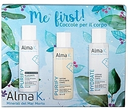 Набор ухода за телом "Сначала Я!" - Alma K Me First Body Care Kit (sh/gel/100ml + soap/100ml + b/lot/100ml) — фото N1