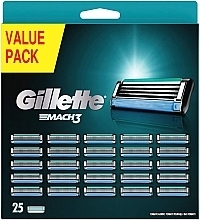 Сменные кассеты для бритья, 25 шт - Gillette Mach3 — фото N1