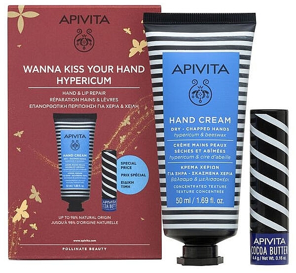 Набор - Apivita Wanna Kiss Your Hand Hypericum (h/cr/50ml + lip/balm/4.4g) — фото N1