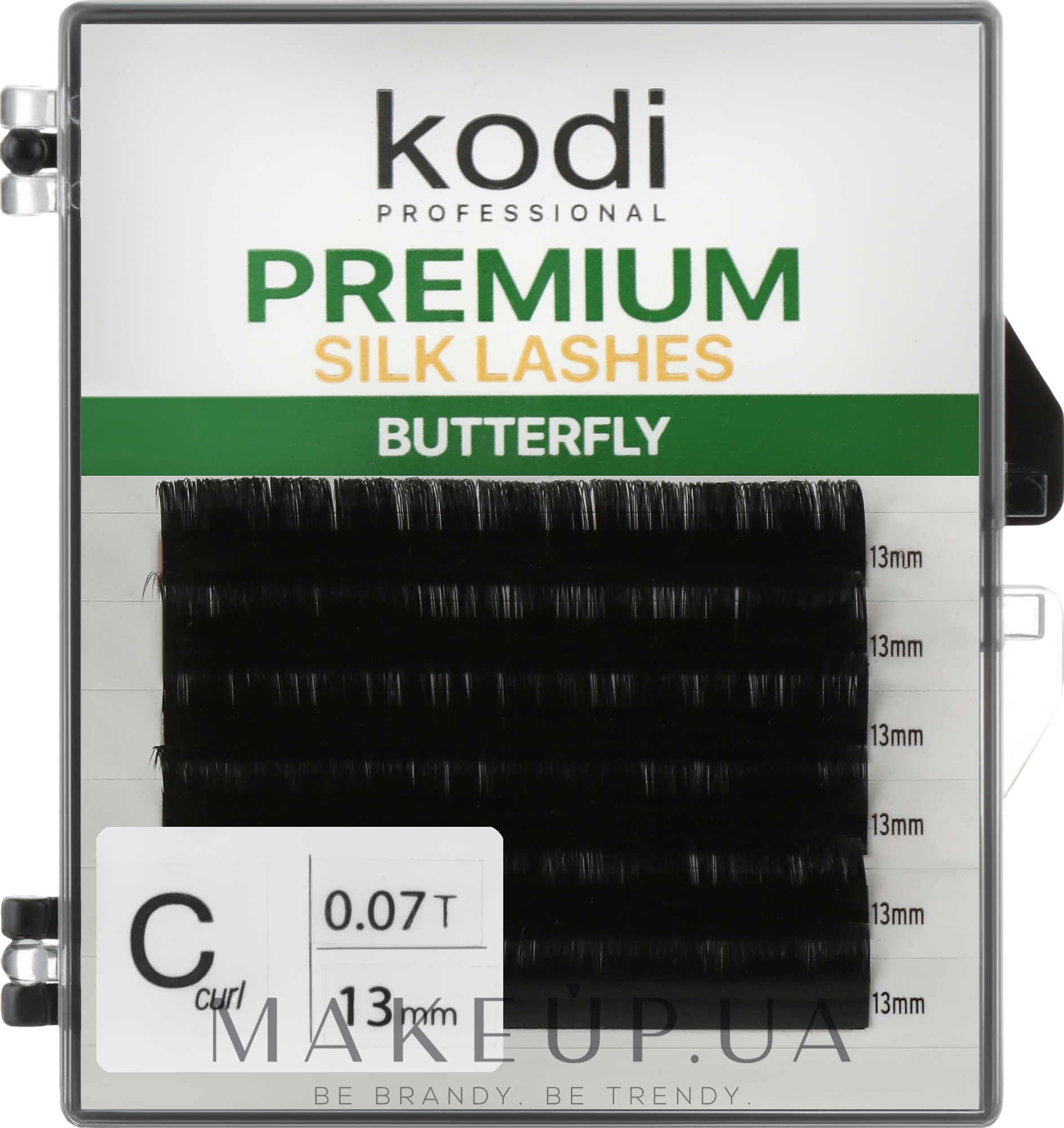 Накладные ресницы Butterfly Green C 0.07 (6 рядов: 13 мм) - Kodi Professional — фото 1уп