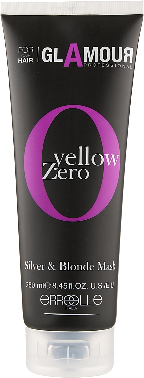 Маска для нейтралізації жовтизни світлого волосся та збереження кольору фарбованого волосся з аргановою олією та кератином - Erreelle Italia Glamour Professional Mask Yellow Zero — фото N1