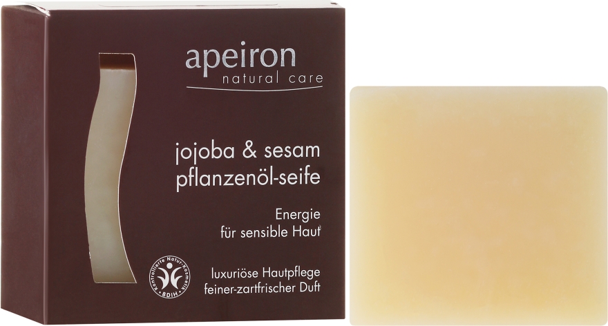 Натуральное мыло "Жожоба и сезам" для чувствительной кожи - Apeiron Jojoba & Sesame Vegetable Oil Soap — фото N2