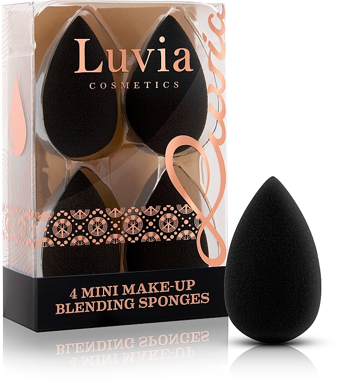 Набір мініспонжів для макіяжу, 4 шт., чорні - Luvia Cosmetics Classic Make-up Blending Sponges Kit — фото N1