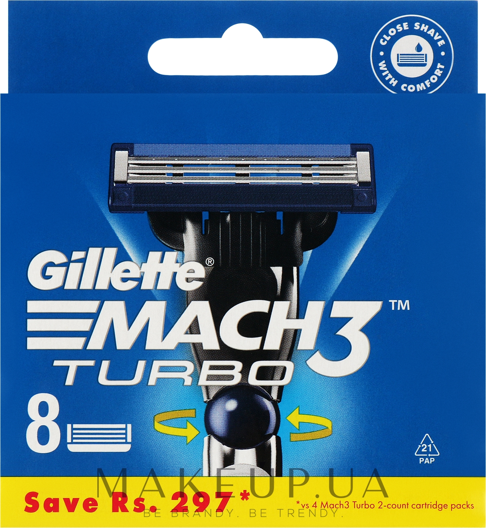 Сменные кассеты для бритья, 8 шт. - Gillette Mach3 Turbo 6 Months Of Shaving — фото 8шт