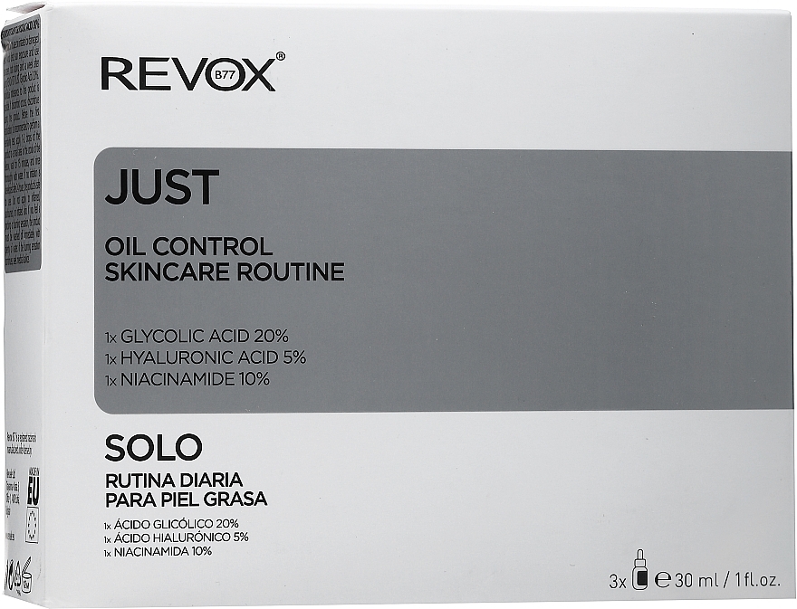 Набір сироваток для догляду за жирною шкірою обличчя - Revox B77 Just Oil Control Skincare Routine (f/serum/3x30ml)