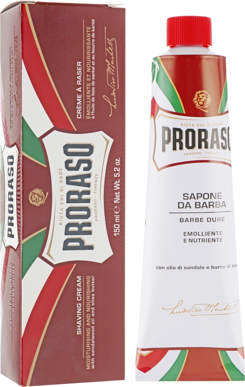Крем з екстрактом каріте і сандаловою олією для гоління жорсткої щетини - Proraso Red Line Emollient Shaving Cream