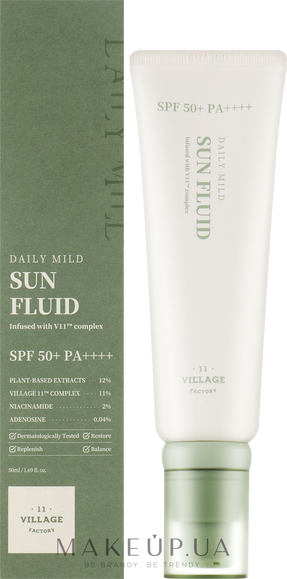 Солнцезащитный флюид - Village 11 Factory Daily Mild Sun Fluid SPF 50+ PA++++ — фото 50ml