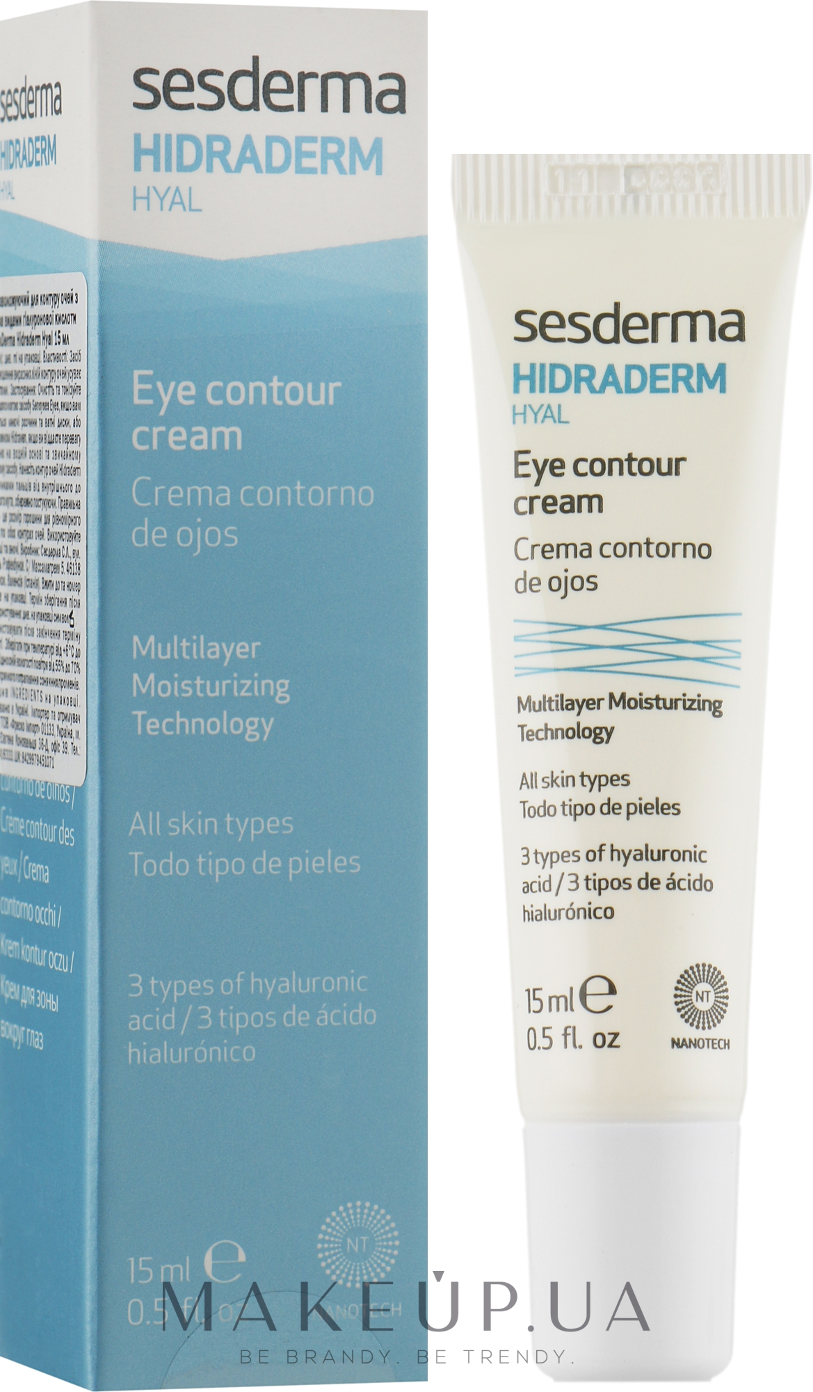 Розгладжувальний крем для шкіри навколо очей - SesDerma Laboratories Hidraderm Hyal Eye Contour Cream — фото 15ml