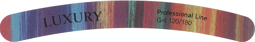 Пилка мінеральна для нігтів, бумеранг, 120/180, різнокольорова смужка - Beauty LUXURY — фото N1