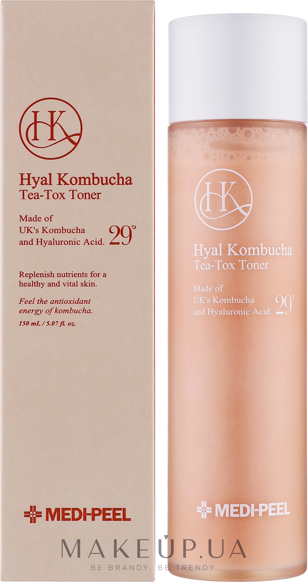 Тонер для підвищення еластичності шкіри обличчя з комбучею та гіалуроновою кислотою - Medi-Peel Hyal Kombucha Tea-Tox Toner — фото 150ml