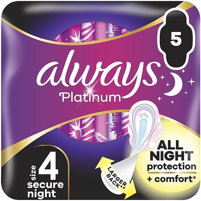 Гігієнічні прокладки, розмір 4, 5 шт. - Always Platinum Secure Night — фото N1