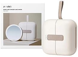 Парфумерія, косметика Світлодіодне портативне дзеркало з косметичкою, біле - Amiro Cube S Magnetic Bag Mirror White
