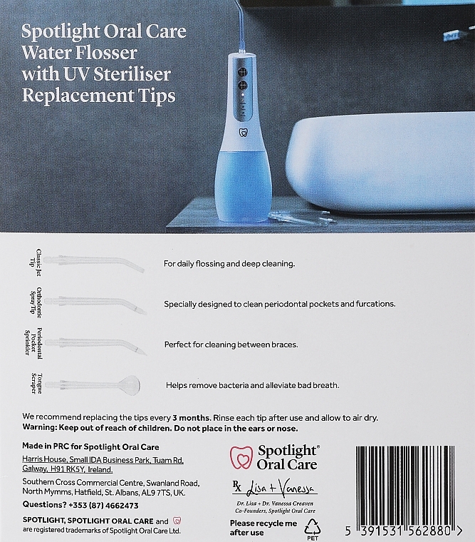 Змінні насадки для іригатора - Spotlight Oral Care Water Flosser With UV Steriliser Replacement Tips — фото N2