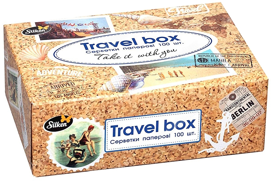 Серветки паперові в коробці, 100 шт. - Silken Travel Box — фото N2