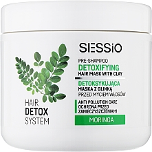 Детоксикувальна маска з глиною перед миттям волосся "Моринга" - Sessio Hair Detox System Pre-Shampoo Detoxifying Hair Mask — фото N1