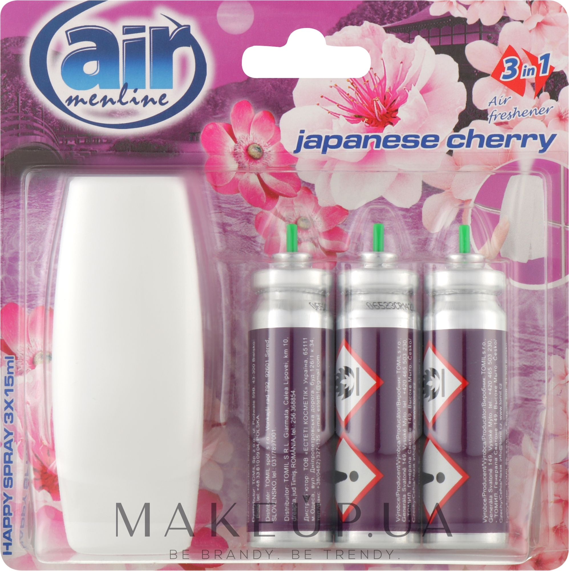 Освежитель воздуха "Японская вишня", с аппликатором - Air Menline Japanese Cherry With Aplicator — фото 3x15ml